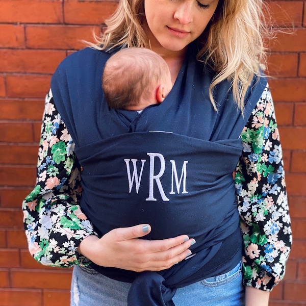 Sale!!! Personalized Baby Wrap Carrier-Stretchy Baby Sling-Infant Carrier-Hands Free-Baby Shower Gift-6 Colors-Embroidered-Monogrammed