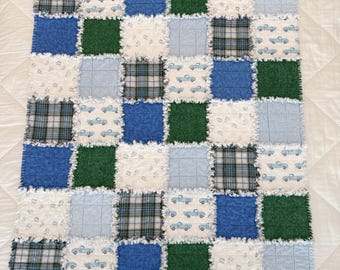 Vehicle Rag Quilt-Baby Blanket-Toddler Quilt-Twin Bed Throw-Lap Quilt-Flannel