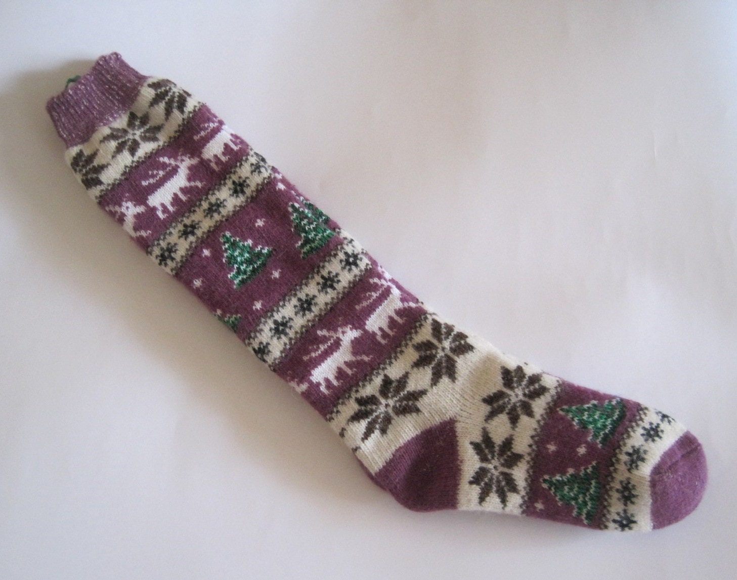 Scandinavian Classic Knit and Felt Women Socks with Knit Nordic Deer of Natural Angora wool yarn EU-38-40US-8-9 for warmth comfort feet