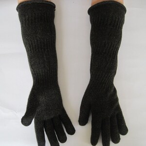 New Women's long 100% Natural extra fine merino wool yarn warm gloves, Dark Green color knitted soft fine gloves - a good gift