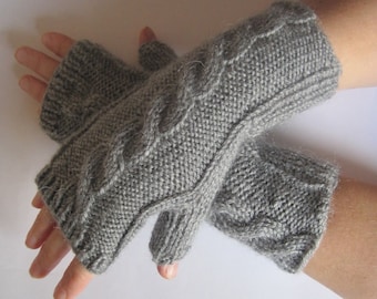 Hand Knit Friendly to Skin of Natural Mohair Wool and acrylic Lace Fingerless Gloves for Women Nice Warm Soft very easy for your hands