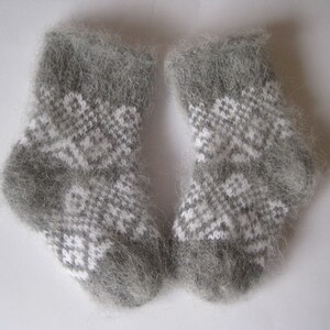 Friendly to Skin Nordic Knit and felt Baby socks of natural Goat Down yarn Warm gift Baby booties Super warm Super soft organic Kids socks