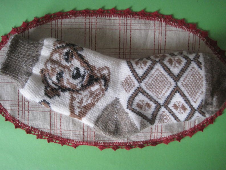 Discount Nordic Eco Friendly socks Beautiful form and Good Quality of Angora wool yarn Knit pattern Dog Puppy Soft warm and comfortable