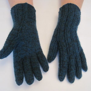 Hand Lace Knit Friendly to Skin Natural Estonian Black - Turquoise wool Woman gloves Warm gifts Knit gloves Fashionable Nordic gloves Medium