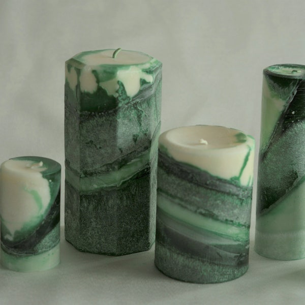 Stunning! Festive Forest Choice Organic Palm Wax Pillar Candles