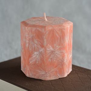 Choice of Peach Palm Wax Octagonal Pillar Candle 3 inches by 3 inches