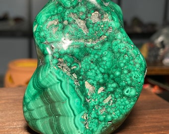 Handmade Freeform Polished Malachite Flame