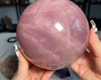 HUGE 7.7 lb Rich Lavender Rose Quartz Sphere