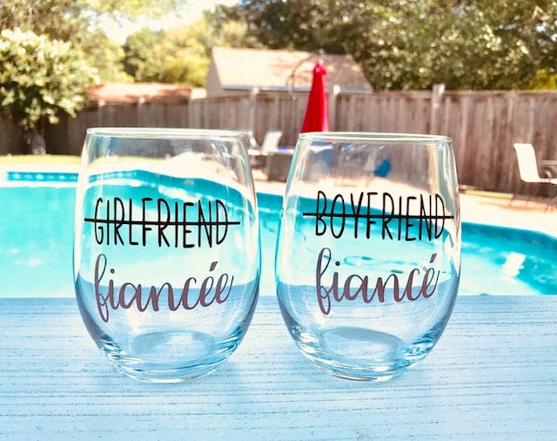 Engagement Gift for Couple Couples Wine Glass Set Engagement Etsy