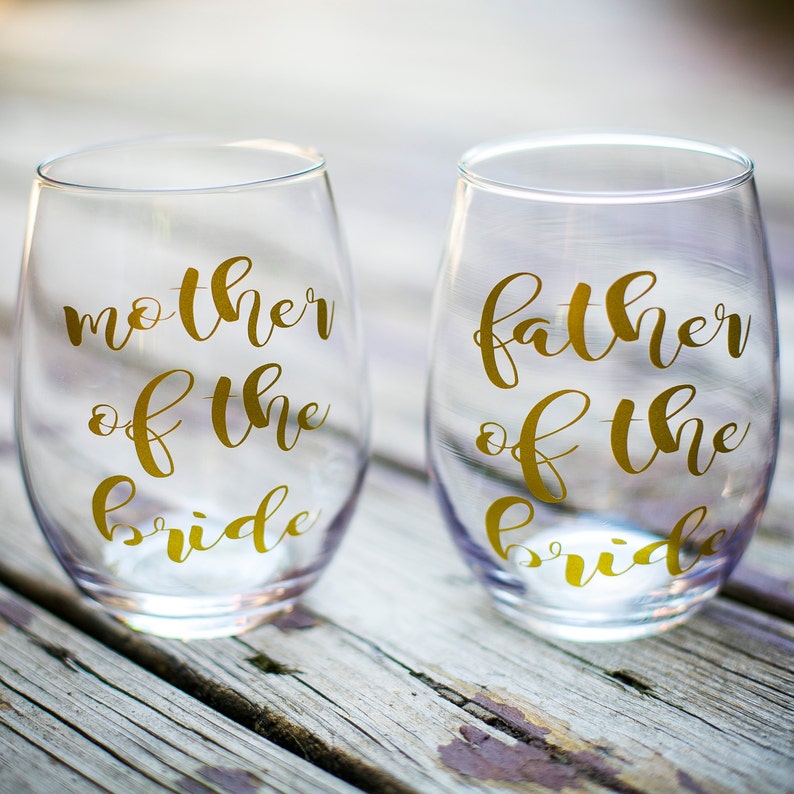 Mother Of The Bride Father Stemless Wine Glass Image 0
