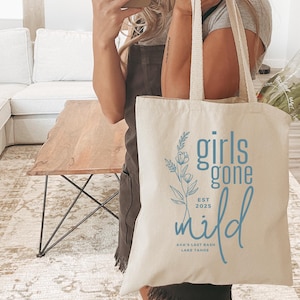 Girls Gone - Sac fourre-tout doux pour bachelorette Spa Bachelorette | Sac fourre-tout spa pour mariée Sac fourre-tout fleurs spa demoiselle d'honneur Cabas Girls Gone Mild