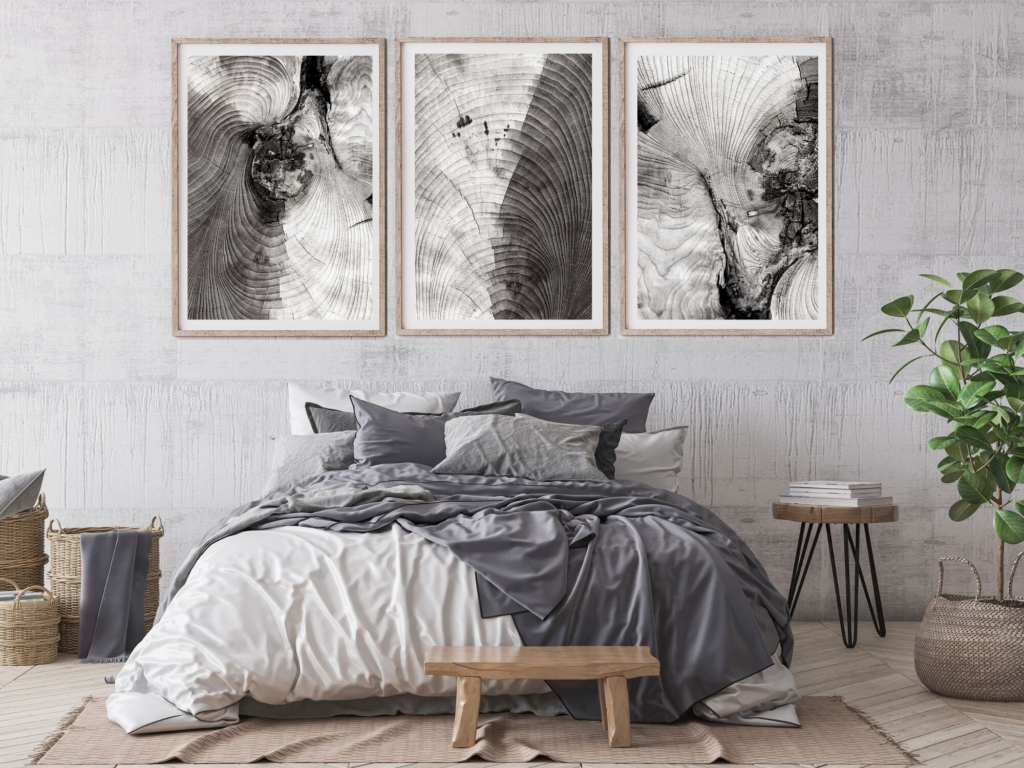Downloadable Prints Set of 3 Wall Art Above Bed Modern Black Etsy