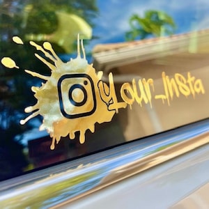 Custom Paint Splatter Vinyl Decal Compatible With Instagram | Social Media Name Personalized Vinyl Sticker | Car Decal | Car Accessories