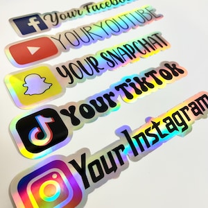 Holographic Social Media Sticker | Personalized Car Decal | Custom Decal | Social Media Tags | Custom Text | Prints | Car Stickers