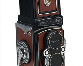 Yashica Mat or Yashica D - Replacement Cover - Laser Cut Recycled Leather - Vintage