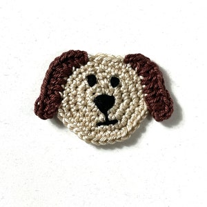 Crochet puppy head applique, Crochet decor, Embellishments, Scrapbook making, Baby blanket decorative, Sew on applique for kid