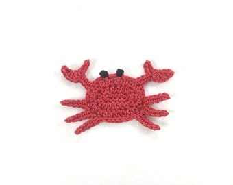 Crochet crab applique, Sew on appliques for baby, Crochet sea life applique, Card making supplies, Crochet appliques for blankets