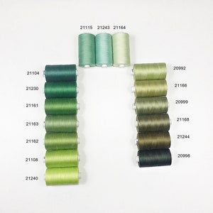 Sewing thread 100% cotton, 1200 yards, Thread 50wt, All purpose, Green shade