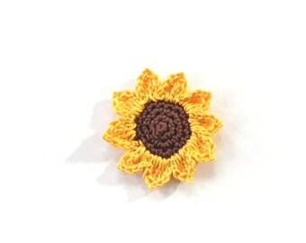 Crochet large sunflower appliques, Sew on appliques for girl, Crochet decoration, Crochet flower applique, Crochet appliques for blankets