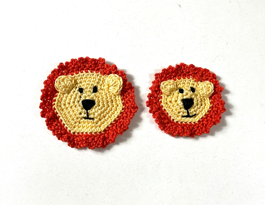 Crochet Lion Applique, Crochet Decoration, Sew on Appliques for Baby
