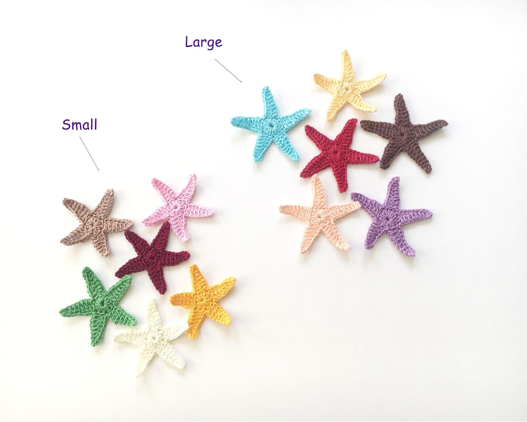 Crochet Starfish Applique Set 6pcs Sew on Appliques for Baby Etsy