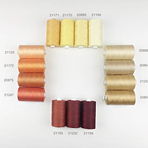 Sewing thread 100% cotton, 1200 yards, All purpose, Yellow, Orange, Wine color