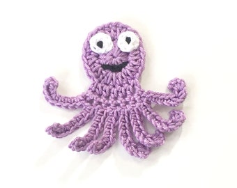 Crochet octopus appliques, Sew on appliques for baby, Crochet sea life applique, Crochet decoration, Crochet appliques for blankets