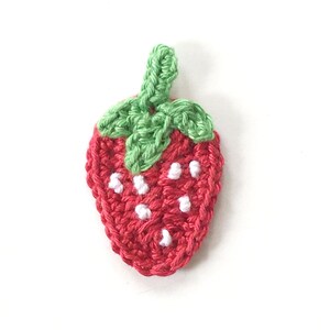 Crochet strawberry applique, Sew on appliques for baby, Crochet fruit applique, Crochet decoration, Motifs, Crochet appliques for blankets