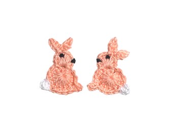 Crochet small bunny appliques, Sew on appliques for baby, Crochet decoration, Crochet animal applique, Crochet appliques for blankets