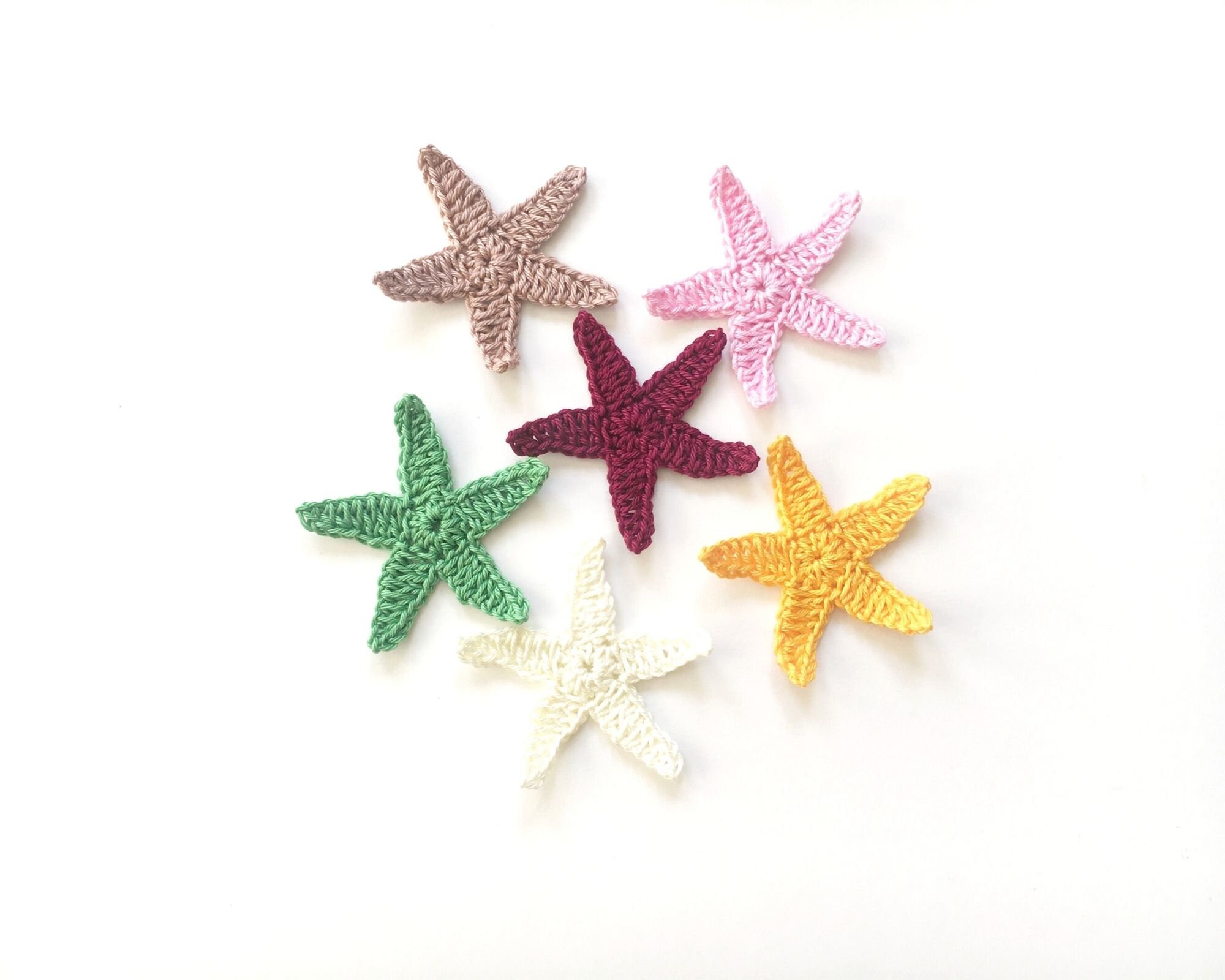 Crochet Starfish Applique Set 6pcssew on Appliques for Etsy