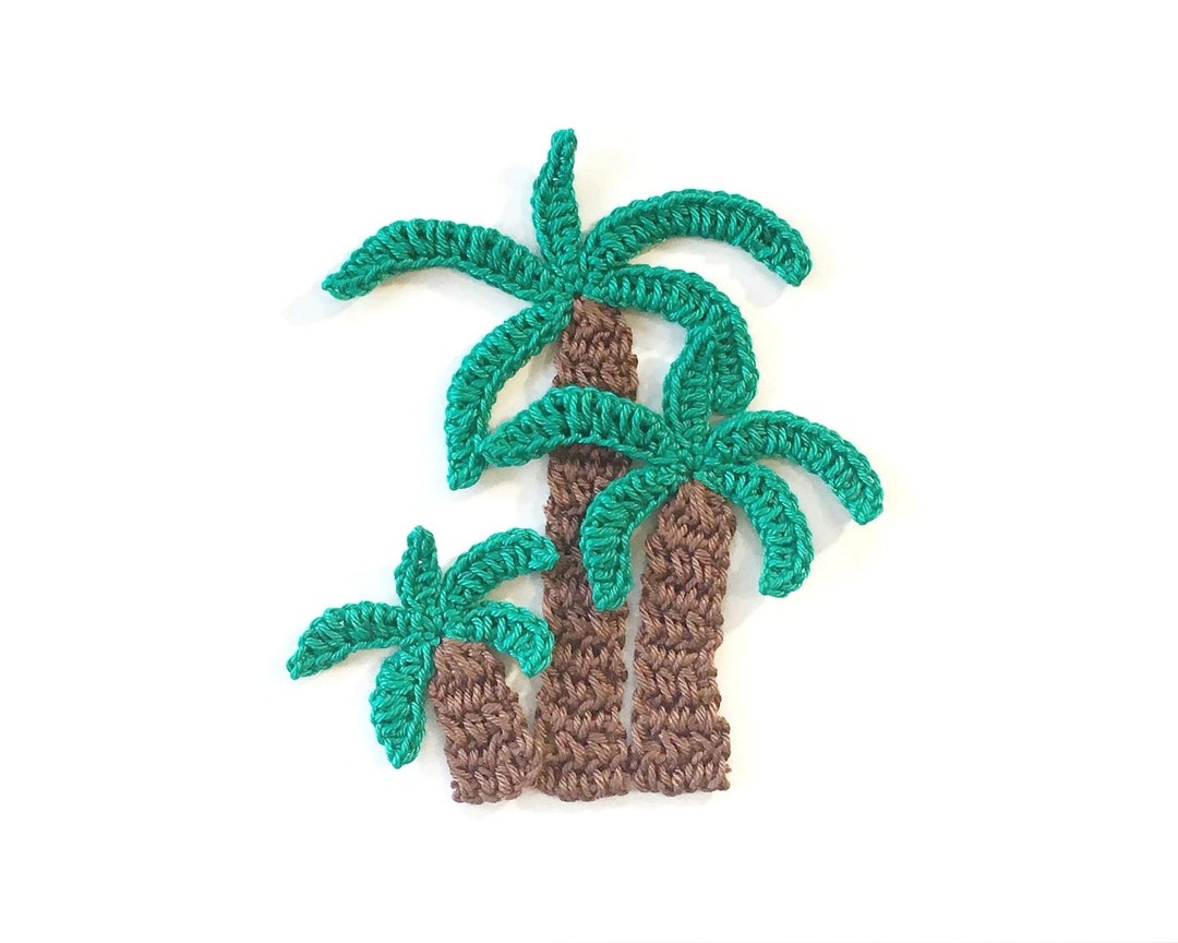 Crochet Palm Tree Applique, Sew on Appliques for Baby, Crochet Tree