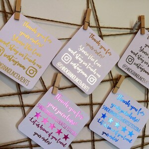 サンキュー名刺 - Etsy レビューカード - 注文メモ - フォイル - 名刺 - 購入カード - Instagram カード - レビュー