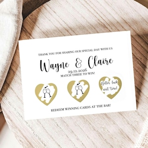 Gratta e vinci personalizzato per matrimonio / Vinci un drink / Gettoni per drink / Gratta e vinci un premio