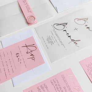 Vellum Wedding Invitation Set | Foiled Vellum | Modern Invitation | Blush Pink Set