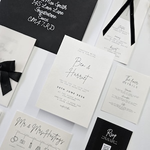 Invitación de boda monocromática / Conjunto de boda en blanco y negro / Muestra