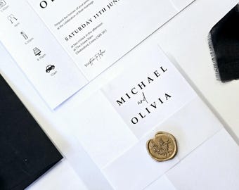 Monochrome Gatefold Invitation | Black & White Wedding Set | Sample