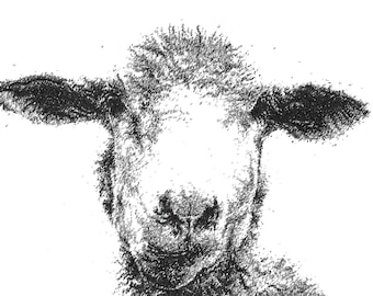 Sheep animal PRINT pen drawing pen illustration sheep artwork animal artwork farm animal artwork wall art home decor