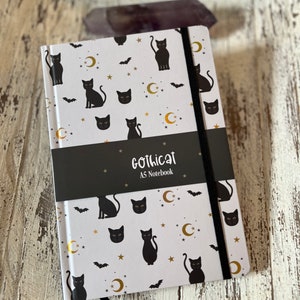 A5 Gothicat notebook | plan sketchbook | cat and bat grimoire | book of shadows | diary | journal |