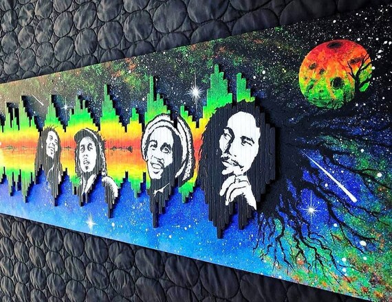 Bob Marley Art Bob Marley Soundwave Hand Painted Wood Etsy