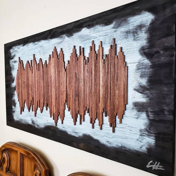 Large Custom Soundwave Wall Art- Soundwave Art - Weathered