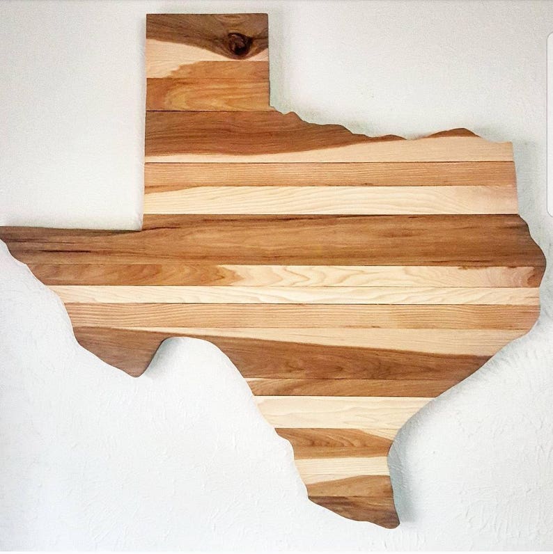 Pecan Wood Texas Wall Art Rustic Decor Home Shaped Unique Gift