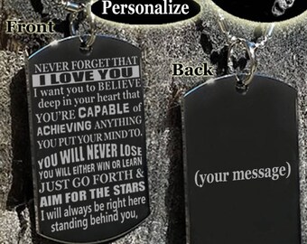 Never Forget that I Love You Dog tag Necklace or Key Chain + FREE ENGRAVING