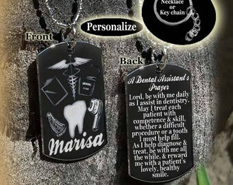 Dental assistant, Dental gift, Dental office gift, Dental student, Dental graduation, Dental student gift, Dog tag, Necklace or Keychain