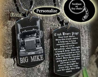 Truck drivers prayer, Truckers necklace, Truckers key chain, Truck drivers gift, Dog tag, Necklace or Key Chain + FREE ENGRAVING
