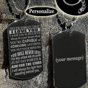 Nie vergessen, ich liebe dich Dog Tag Halskette oder Schlüsselanhänger + kostenlose Gravur