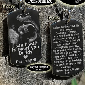 New Baby Sonogram gift Necklace or Key Chain with poem "I can't wait to meet you Daddy, Mommy, Grandma & Grandpa