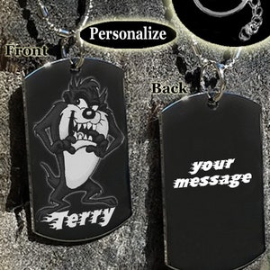 Tasmanian, Tasmanian Devil, Tasmanian cartoon, Tazmanian devil, Taz devil, Dog tag, Necklace, Key chain