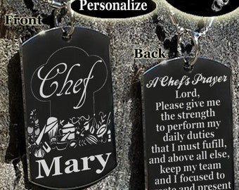 Chef gift, Chefs prayer, Culinary graduate, Chef jewelry, Gift for chef, Best chef, Personalized chef, Necklace / Key chain / FREE ENGRAVING