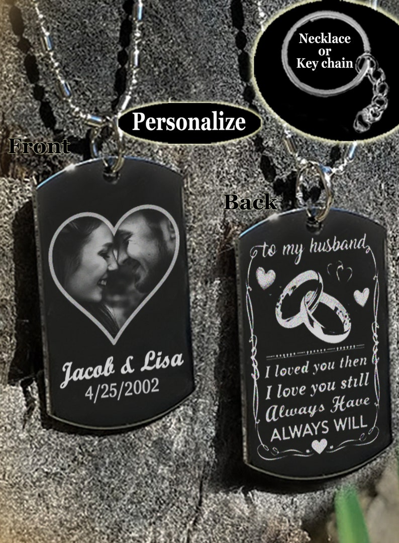 Personalized First anniversary gift for husband or wife Necklace or key chain 2nd anniversary gifts for men
