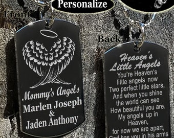 Heaven's Little Angels | Loss of twins | Grieving gift | Heaven sent | Remembrance | Dog tag, Necklace or Key Chain + FREE ENGRAVING